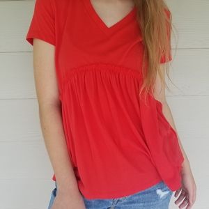 For The Republic Baby Doll Top, Coral, Sz Small